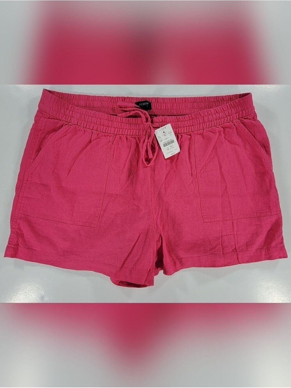 NEW Women's J. Crew Seaside Short Linen Blend Hot Pink Pull On Large NWT Summer